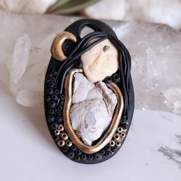 Alternate image for Mother Goddess Polymer Clay Gemstone Pendant