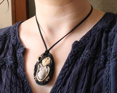 Alternate image for Mother Goddess Polymer Clay Gemstone Pendant