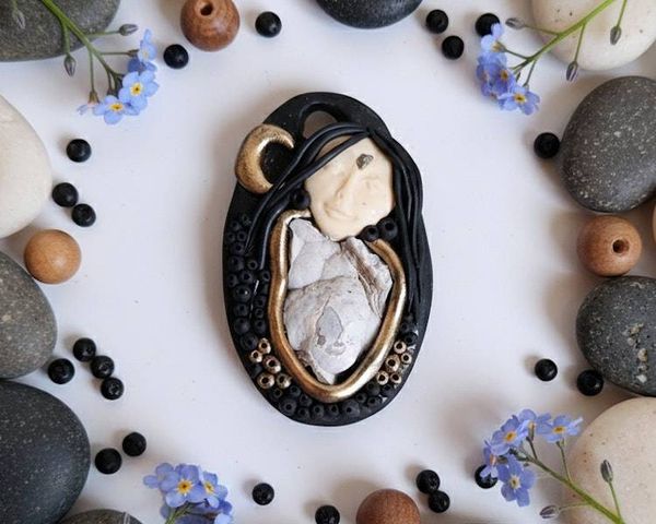 Alternate image for Mother Goddess Polymer Clay Gemstone Pendant