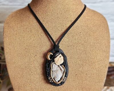 Alternate image for Mother Goddess Polymer Clay Gemstone Pendant