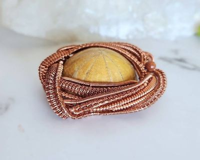 Alternate image for Urchin Fossil Copper Wire Wrapped Pendant