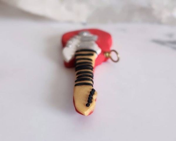 Alternate image for Miniature Electric Guitar Polymer Clay Pendant