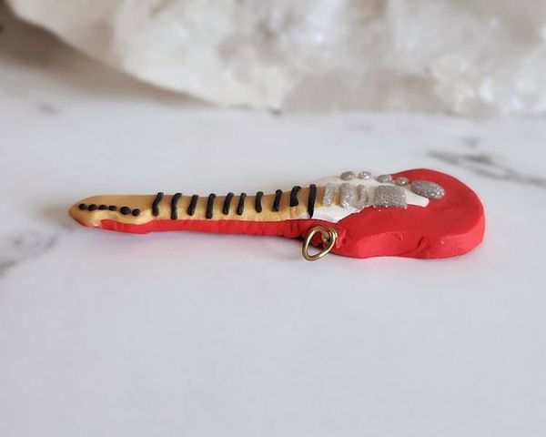 Alternate image for Miniature Electric Guitar Polymer Clay Pendant