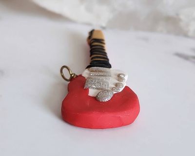 Alternate image for Miniature Electric Guitar Polymer Clay Pendant