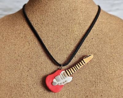 Alternate image for Miniature Electric Guitar Polymer Clay Pendant