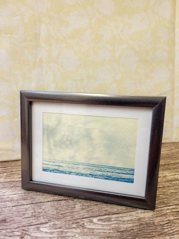 Alternate image for Miniature Framed Ocean Horizon Cyanotype Photograph