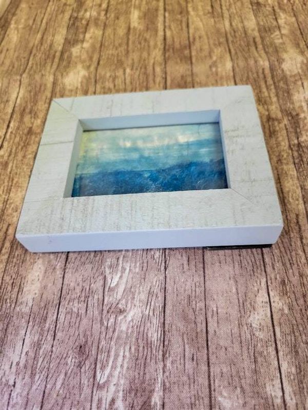 Alternate image for Handcrafted Seascape Miniature Cyanotype Photograph in Rustic Wooden Frame