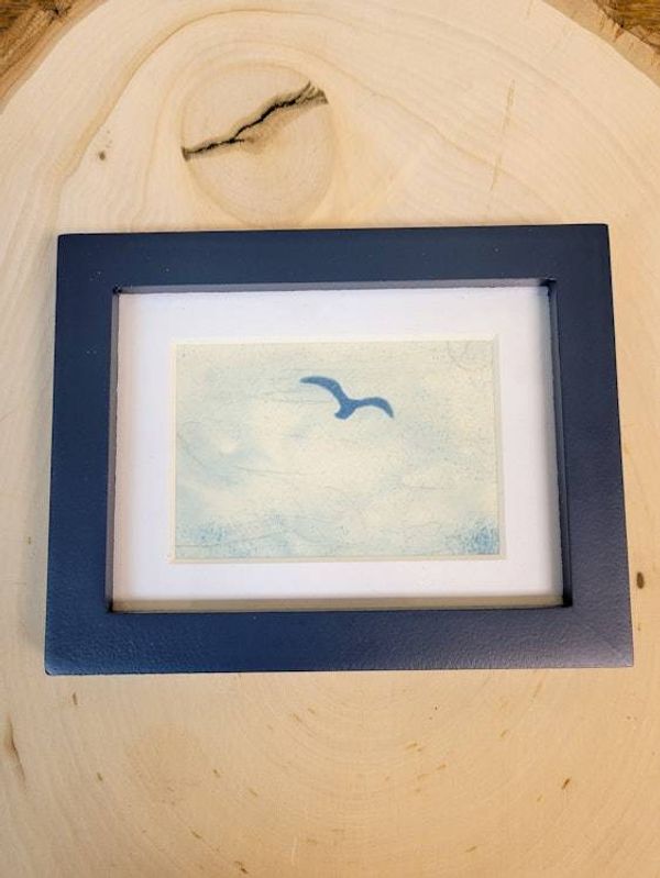 Alternate image for Handcrafted Cyanotype Mini Framed Seagull Photograph