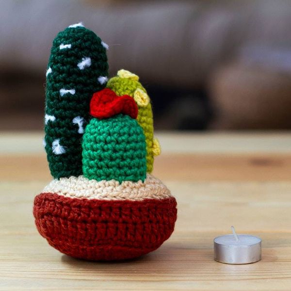 Alternate image for Hand Crocheted Cactus Decor Accent Desert Flora