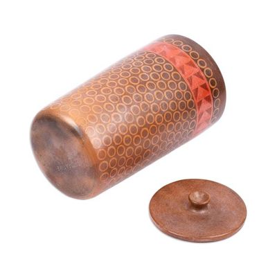 Alternate image for Mexico Handcrafted Ceramic Decorative Jar and Lid Patamban Geometry
