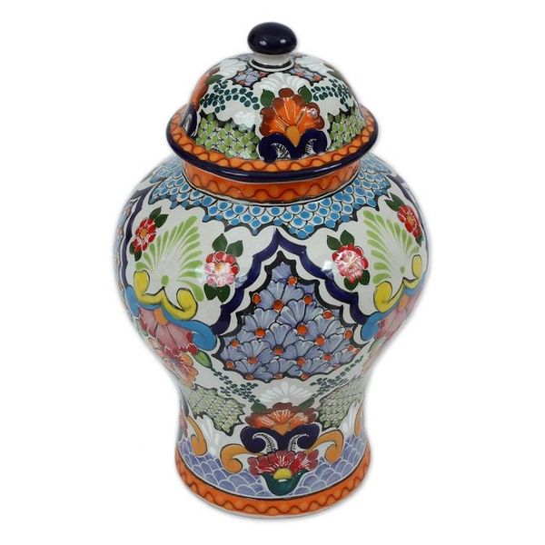 Alternate image for Colorful Talavera Ceramic Decorative Jar from Mexico Talavera Colors