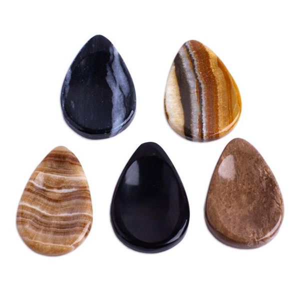 Alternate image for Drop-Shaped Stone Amulets Pair Black and White Drop