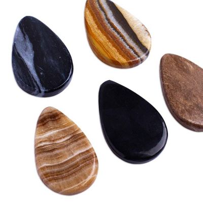 Alternate image for Drop-Shaped Stone Amulets Pair Black and White Drop