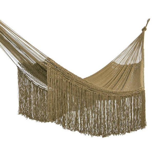 Alternate image for Fringed Olive Rope Hammock Triple Cascade in Olive