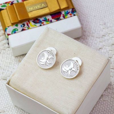 Primary image for Minimalist Taurus Zodiac Silver Cufflinks Crafted in Mexico Taurus Totem