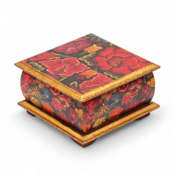 Alternate image for Floral Patterned Decoupage Pinewood Jewelry Box from Mexico Flowers from East