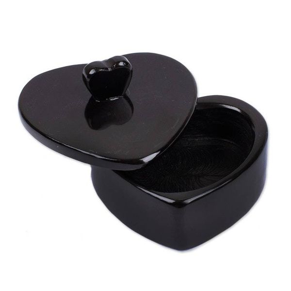 Alternate image for Heart-Themed Carved Black Marble Decorative Jewelry Box My Heart is Yours