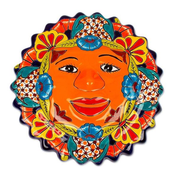 Alternate image for Talavera-Style Sun Wall Plaque from Mexico Sunshine