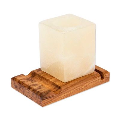 Alternate image for Marble Wood Pencil Holder with Slots for Phone and Cards All in Place