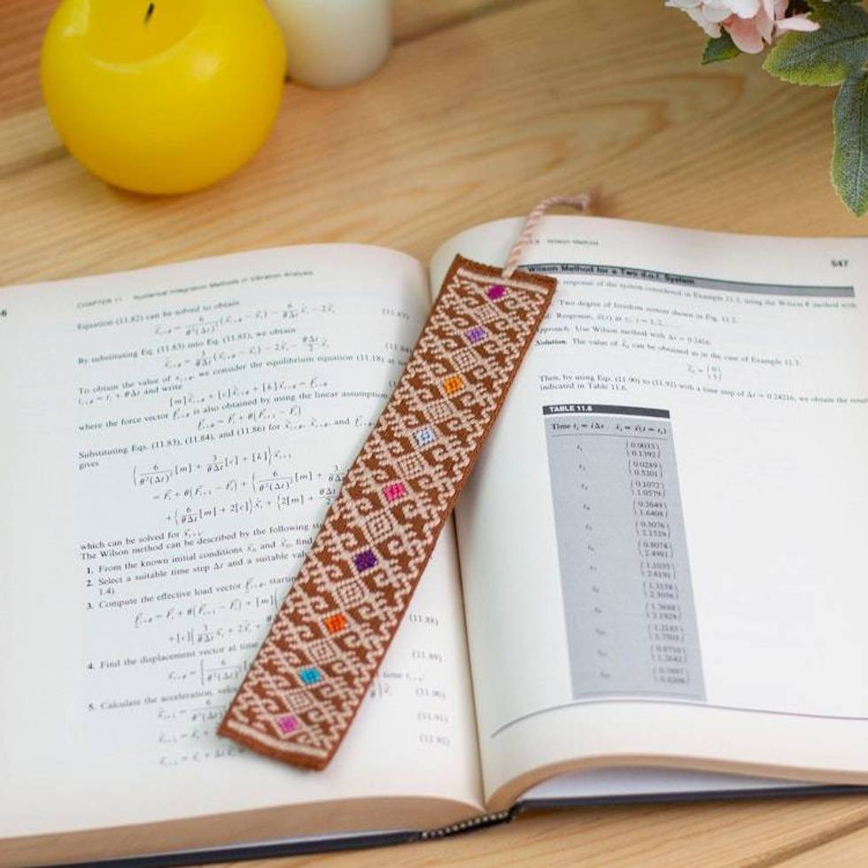 Artisan-Made Handwoven Copper Brown 100 Cotton Bookmark 'Story of Heritage'