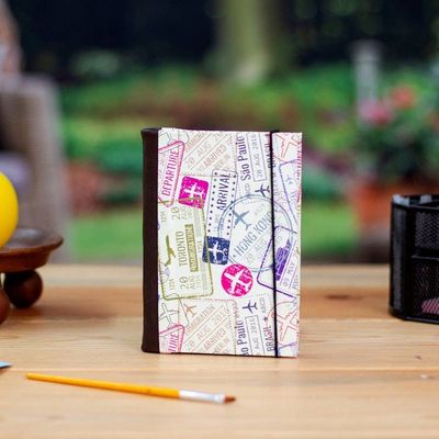 Primary image for Recycled Paper Handmade Journal with Passport Stamps Passport Stamps