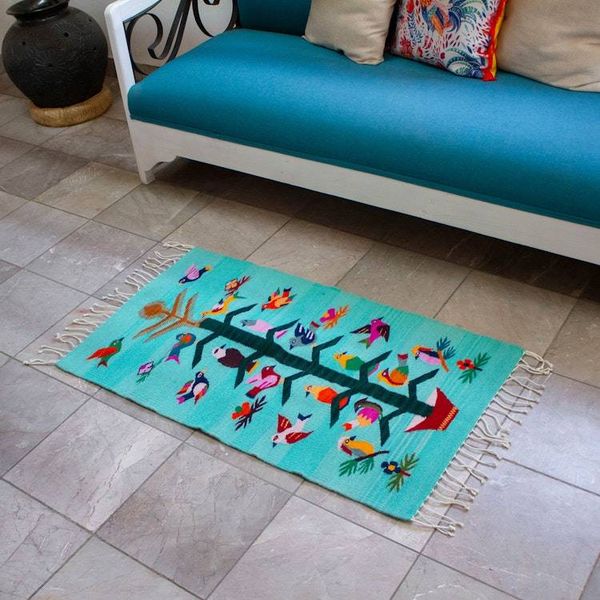 Alternate image for Tree of Life-Themed Hand-Woven Zapotec Wool Area Rug 2x3 Mexican Tree of Life