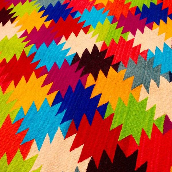 Alternate image for Modern Handwoven Zapotec Wool Area Rug with Star Motif 5x8 A Thousand Stars