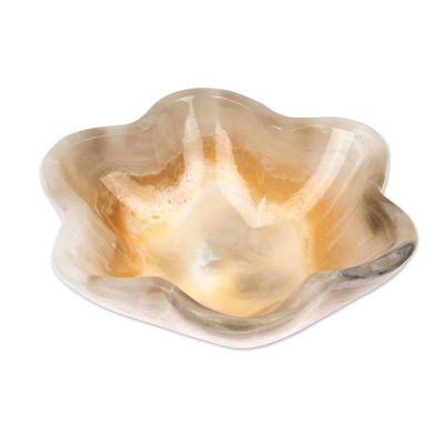 Alternate image for Six-Leaf Clover-Themed Hand-Carved Natural Marble Catchall Grey Clover