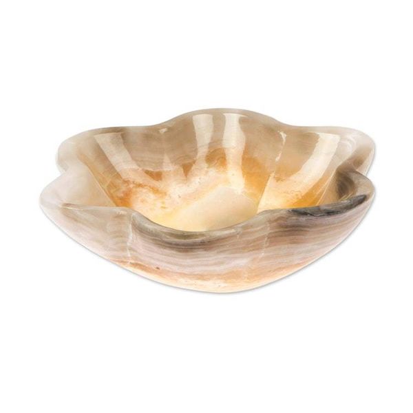 Alternate image for Six-Leaf Clover-Themed Hand-Carved Natural Marble Catchall Grey Clover
