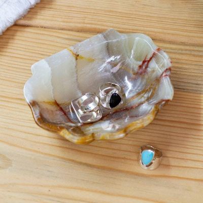 Alternate image for Seashell-Themed Hand-Carved Natural Marble Catchall Green Seashell