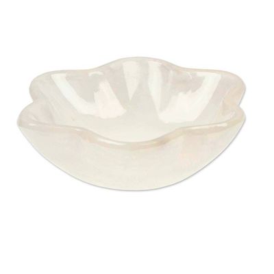 Alternate image for White Hand-Carved Natural Marble Six-Leaf Clover Catchall White Clover