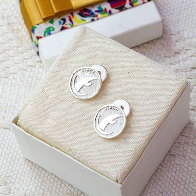 Alternate image for Zodiac-Themed Virgo Sign Silver Cufflinks Crafted in Mexico Virgo Totem