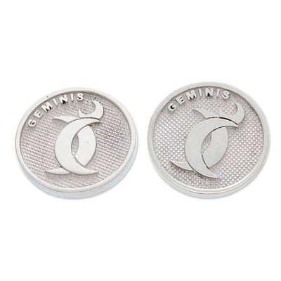 Alternate image for Modern Gemini Zodiac Silver Cufflinks Crafted in Mexico Gemini Totem
