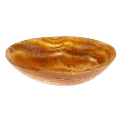 Alternate image for Handmade Onyx Decorative Bowl with Brown Lines from Mexico Brown Layers