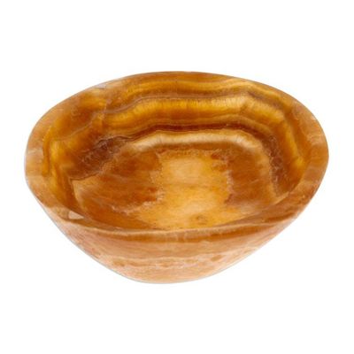 Alternate image for Handmade Onyx Decorative Bowl with Brown Lines from Mexico Brown Layers