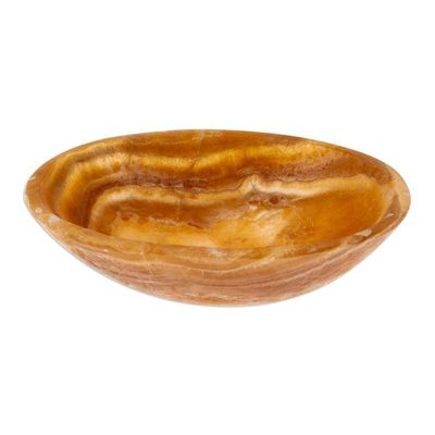 Alternate image for Handmade Onyx Decorative Bowl with Brown Lines from Mexico Brown Layers