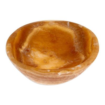 Alternate image for Handmade Onyx Decorative Bowl with Brown Lines from Mexico Brown Layers