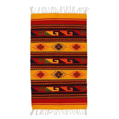 Alternate image for Zapotec Wool Rug 2 X 3 Hand Loomed in Mexico Morning Stars