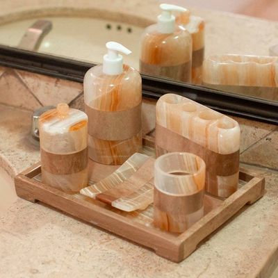 Primary image for Earth Tone 6 Piece Onyx Stone Bath Set from Mexico Natures Bath