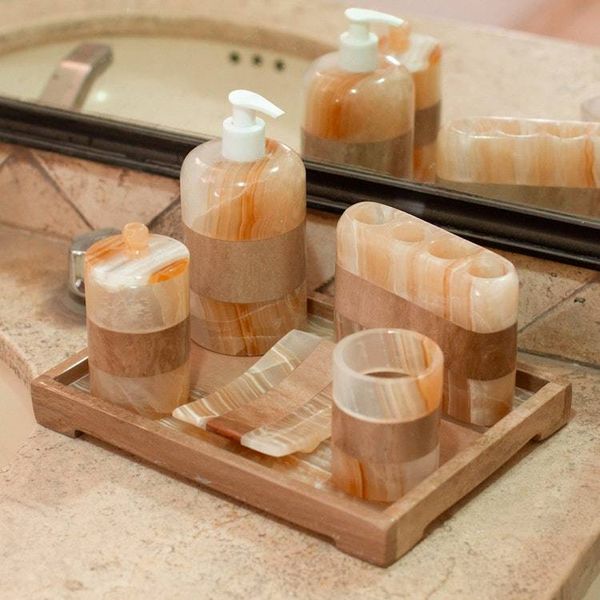 Alternate image for Earth Tone 6 Piece Onyx Stone Bath Set from Mexico Natures Bath