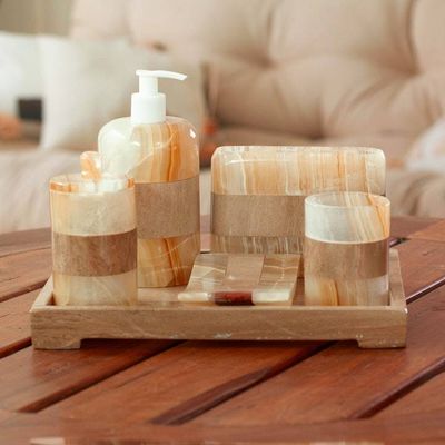 Alternate image for Earth Tone 6 Piece Onyx Stone Bath Set from Mexico Natures Bath