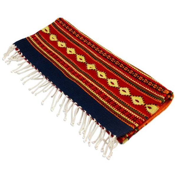 Alternate image for Hand Crafted Zapotec Rug 2x3.5 Sun Fire