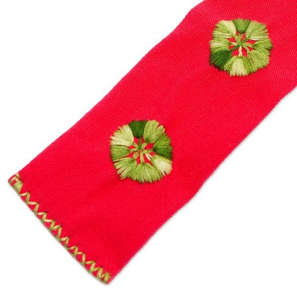 Alternate image for Red Hand Woven Cotton Bookmark with Embroidery Storyteller