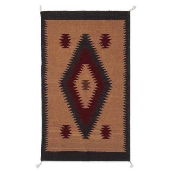 Alternate image for 100 Wool Area Rug in Red Black and Tan with Diamonds 2x3 Desert Diamonds