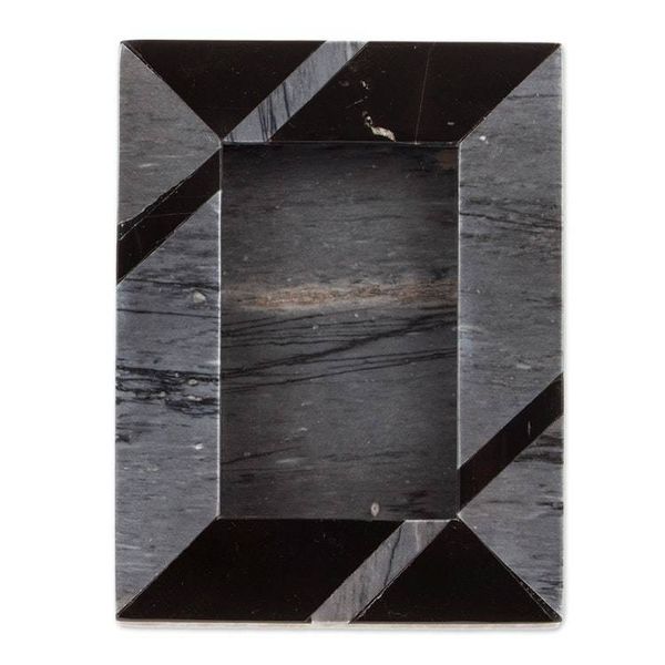 Alternate image for Modern Grey Marble Photo Frame from Mexico 4x6 Modern Lines in Grey