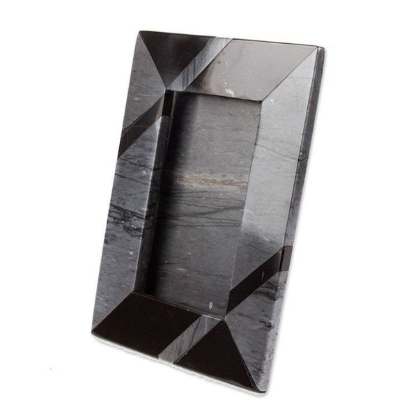 Alternate image for Modern Grey Marble Photo Frame from Mexico 4x6 Modern Lines in Grey