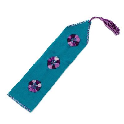 Alternate image for Green Hand Woven Cotton Bookmark with Embroidery Storyline