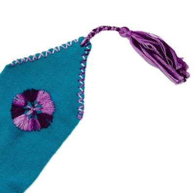 Alternate image for Green Hand Woven Cotton Bookmark with Embroidery Storyline