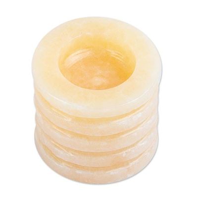 Alternate image for Hand Crafted Onyx Pillar Tealight Candle Holder Glowing Pillar