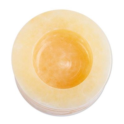 Alternate image for Hand Crafted Onyx Pillar Tealight Candle Holder Glowing Pillar